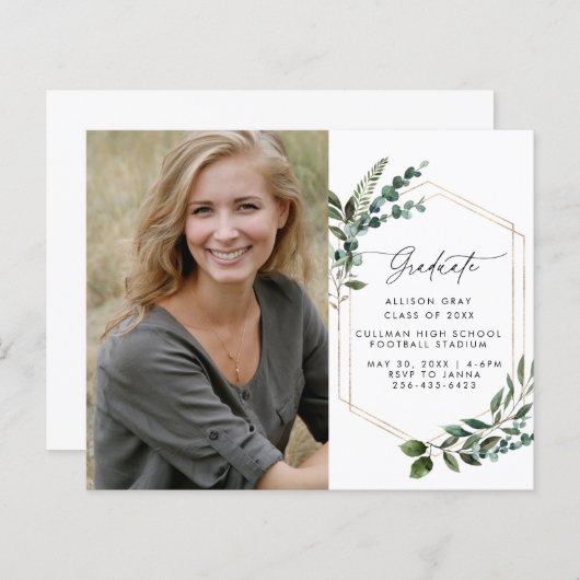 Aankondiging Afstuderen Modern Greenery (Voorkant / Achterkant)