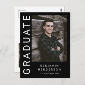 Aankondiging Afstuderen Modern Photo Boy 2023 Briefkaart (Voorkant / Achterkant)