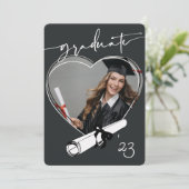 Aankondiging Afstuderen MODERN UNIGUE HEART LIJST (Staand voorkant)