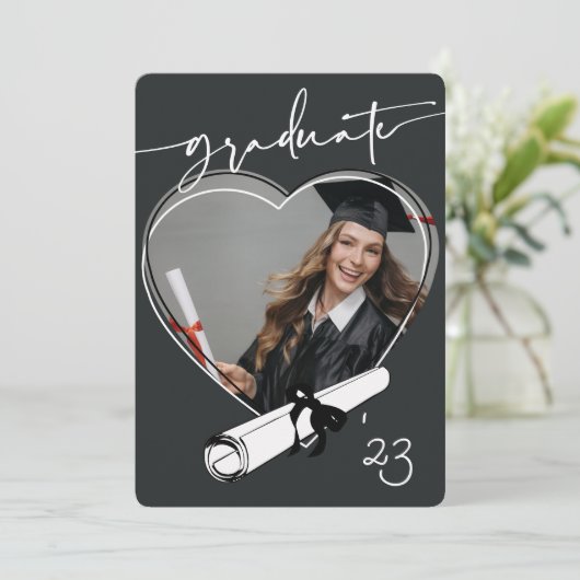 Aankondiging Afstuderen MODERN UNIGUE HEART LIJST (Staand voorkant)