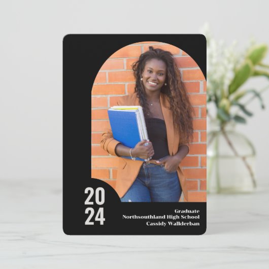 Aankondiging Afstuderen moderne Arch Photo  (Staand voorkant)