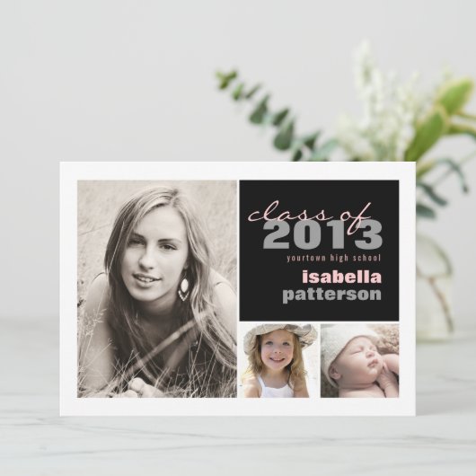 Aankondiging Afstuderen moderne en oude foto's (Staand voorkant)