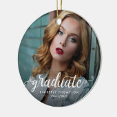 Aankondiging afstuderen moderne fotoscript keramisch ornament (Links)