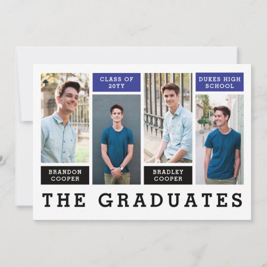 Aankondiging Afstuderen moderne linnen Siblings (Voorkant)