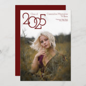 Aankondiging Afstuderen moderne maroon foto (Voorkant / Achterkant)