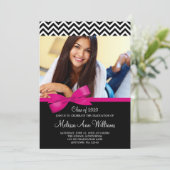 Aankondiging Afstuderen roze Chevron Foto (Staand voorkant)