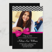 Aankondiging Afstuderen roze Chevron Foto (Voorkant / Achterkant)