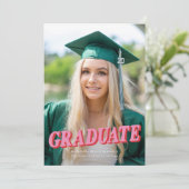 Aankondiging Afstuderen roze Retro Typografie (Staand voorkant)