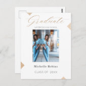 Aankondiging Afstuderen Trendy Script High School Briefkaart (Voorkant / Achterkant)