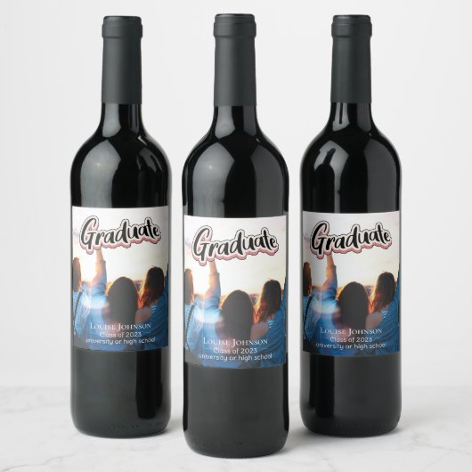 Aankondiging afstuderen van 2023 wijn etiket (Flessen)