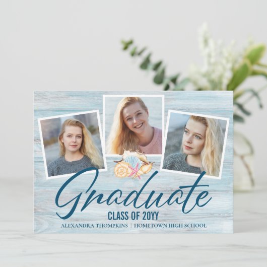 Aankondiging Afstuderen van modern 3-fotobatenthem (Staand voorkant)