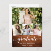 Aankondiging Afstuderen van modern 4-fotohout (Voorkant / Achterkant)