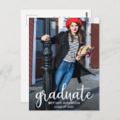 Aankondiging Afstuderen van modern script Foto Briefkaart (Voorkant / Achterkant)