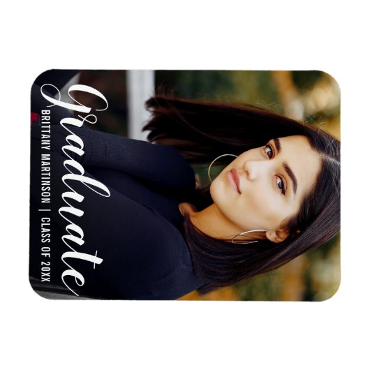 Aankondiging Afstuderen van modern script Foto Magneet (Horizontaal)