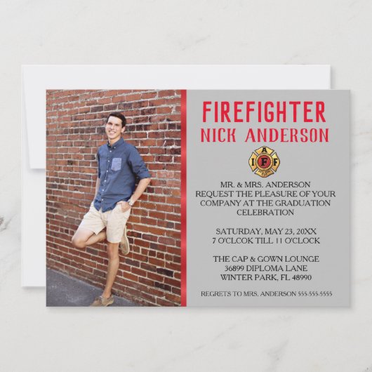 Aankondiging Afstuderen van Trendy Firefighter Sch (Voorkant)