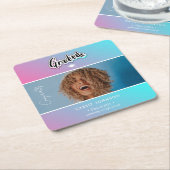 aankondiging afstuderen vierkante kartonnen onderzetter (Schuin)