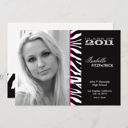 Aankondiging Afstuderen Wild Animal Print Zebra (Voorkant / Achterkant)