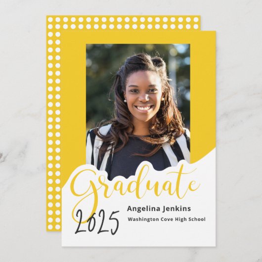 Aankondiging afstuderen Yellow Photo 2025 (Voorkant / Achterkant)