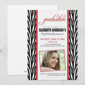Aankondiging Afstuderen Zebra Print (rood) (Voorkant / Achterkant)