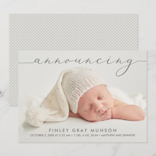 Aankondiging Baby Foto geboorteaankondigingen (Voorkant / Achterkant)