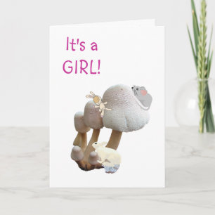 Aankondiging Baby Meisje Paddestoel Speelgoed Spee