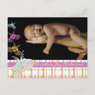 Aankondiging baby meisje - Vlinders
