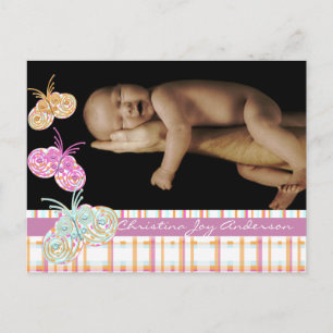Aankondiging baby meisje - Vlinders