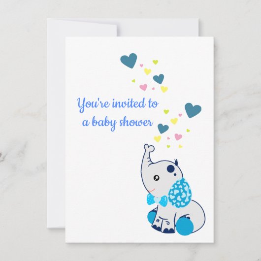 Aankondiging baby shower met Baby olifant (Voorkant)