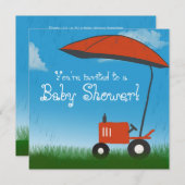 Aankondiging Baby shower trekker: Red Tractor (Voorkant / Achterkant)