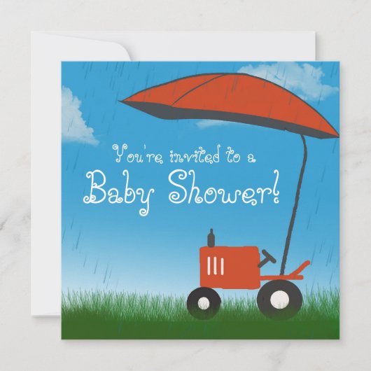 Aankondiging Baby shower trekker: Red Tractor (Voorkant)