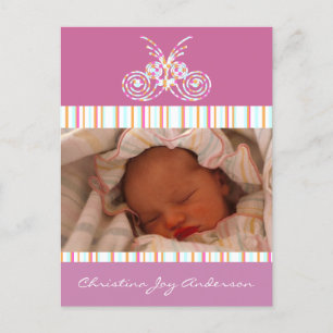 Aankondiging babymeisje - Vlinders