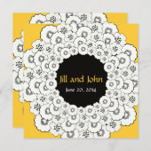 Aankondiging 'Bewaar deze datum' Geel Bloemmotief (Voorkant / Achterkant)