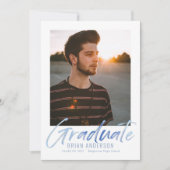 Aankondiging blauw handgeschreven foto-Afstuderen (Voorkant)