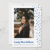 Aankondiging blauw wit Confetti Afstuderen (Voorkant)
