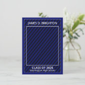 Aankondiging blauwe Afstuderen foto (Staand voorkant)