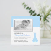 Aankondiging blauwe Bunny Birth (Staand voorkant)