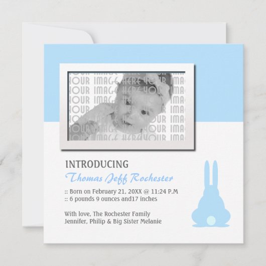 Aankondiging blauwe Bunny Birth (Voorkant)