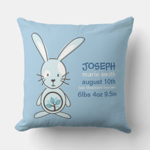 Aankondiging blauwe Bunny Birth Kussen