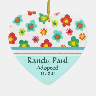 Aankondiging blauwgroen Floral Adoption Keramisch Ornament