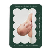 Aankondiging bosgroene moderne gescand geboorte magneet (Verticaal)