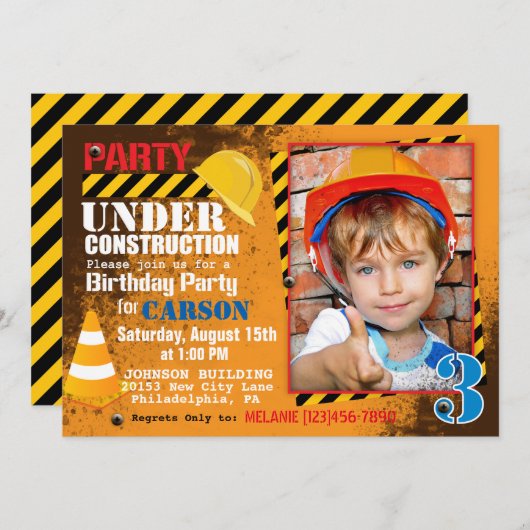 Aankondiging bouwterrein van de Birthday Party (Voorkant / Achterkant)