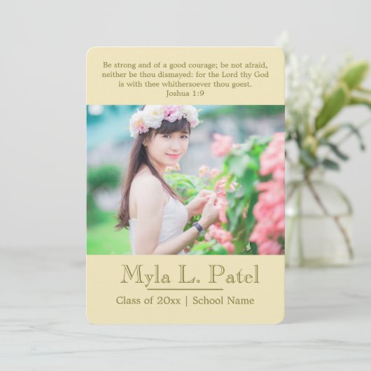 Aankondiging Christelijke Afstuderen Scriptfoto's (Staand voorkant)