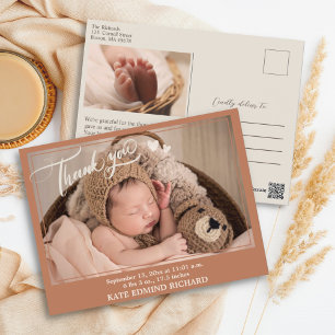 Aankondiging Dank je bericht na Baby Briefkaart