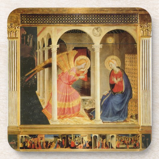 Aankondiging door Fra Angelico, Renaissance Schone Bier Onderzetter (Voorkant)