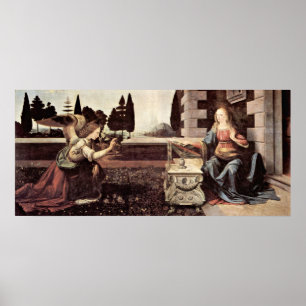 Aankondiging door Leonardo di ser Piero da Vinci Poster