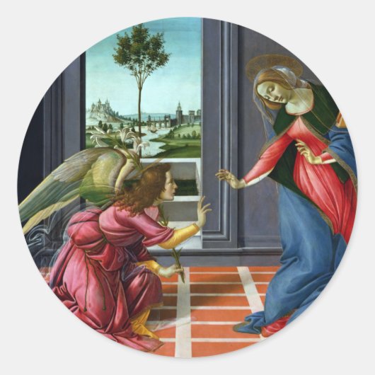 Aankondiging door Sandro Botticelli Ronde Sticker (Voorkant)