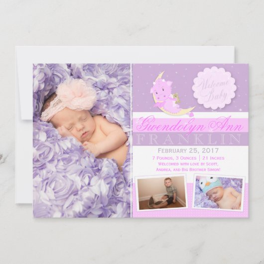 Aankondiging dragon Fotogeboorte (Voorkant)