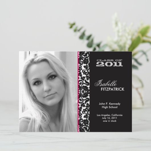 Aankondiging dramatisch Damask Afstuderen (Staand voorkant)