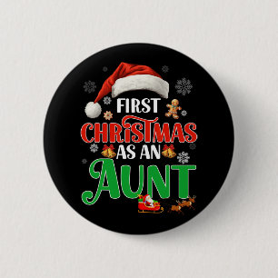 Aankondiging eerste kerst als tante bijpassende f ronde button 5,7 cm