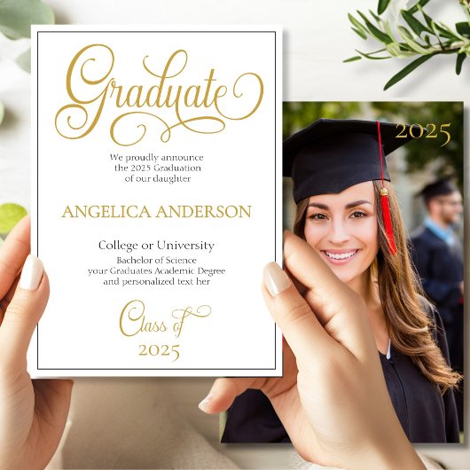 Aankondiging Elegant Script Photo College Afstudee